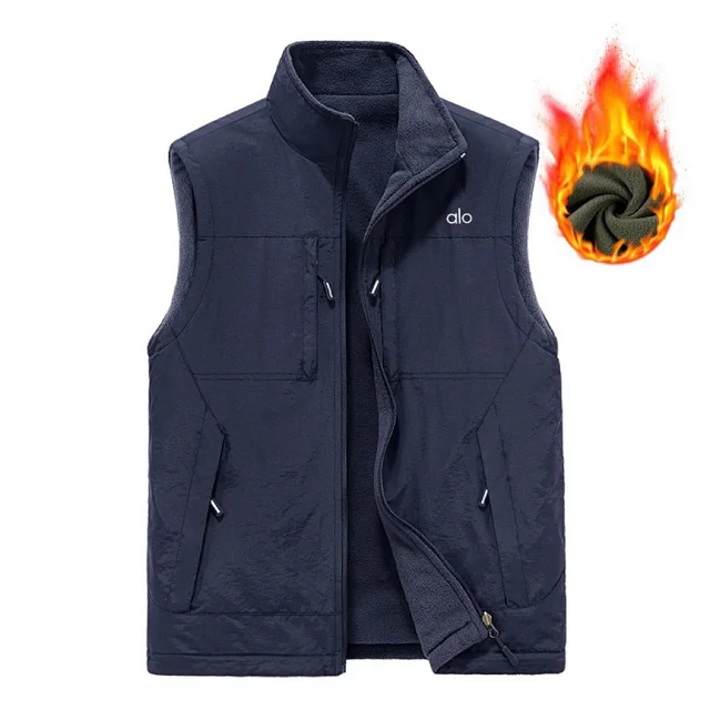 Alo Vests Reversible fleece-lined zip vest with stand collar and multiple pockets product detail image 6