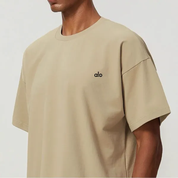 Alo Yoga Essential Relaxed Fit Charcoal T-Shirt - 3