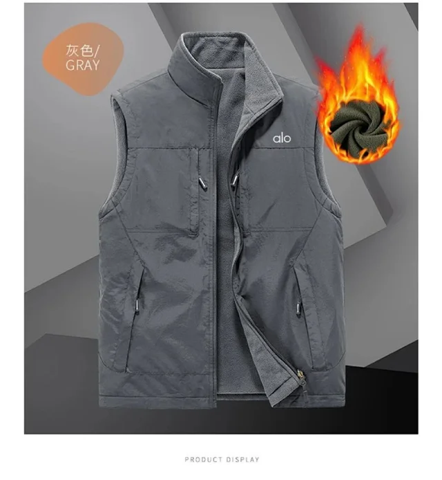 Alo Vests Reversible fleece-lined zip vest with stand collar and multiple pockets product detail image 14