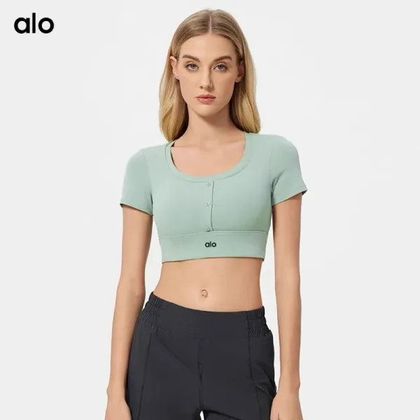 Alo Button-Front Crop Top White + Pleated Tennis Skirt Pink Activewear - 8