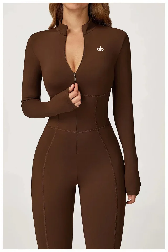 Alo Jumpsuits Long-Sleeve Stand-Collar Zip-Front Activewear Jumpsuit product detail image 29