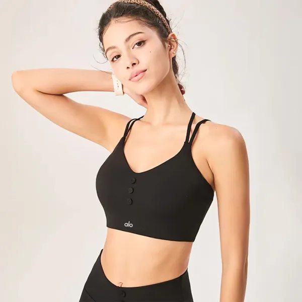 Alo Button-Front Cream Activewear Bralette and High-Waist Leggings Set - 10