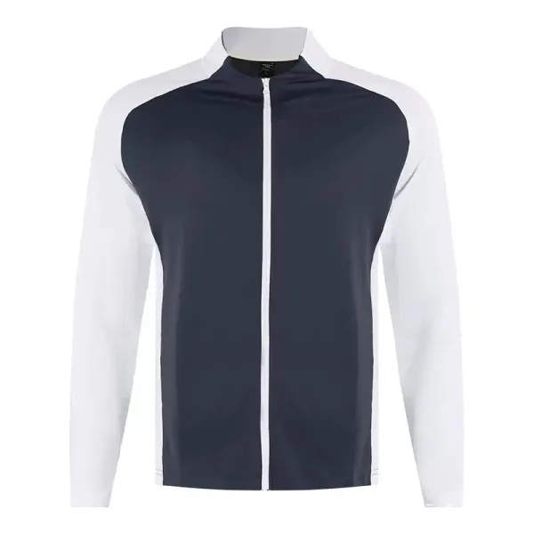 Design Color-Block Zip-Up Jacket Beige and White Outerwear - 5