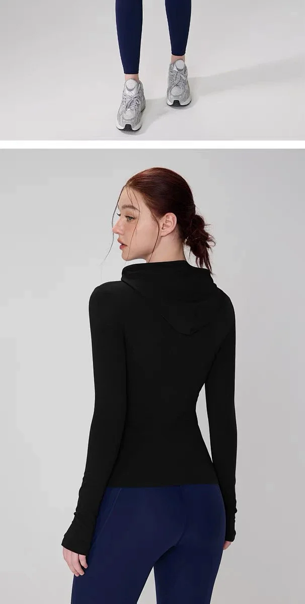 Alo Hoodies & Sweatshirts Fitted Long-Sleeve Hooded Athletic Top with Thumbholes product detail image 22