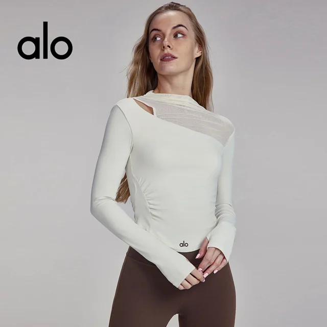 Alo Yoga Shirts Long-Sleeve Asymmetric Mesh Panel Top product detail image 1