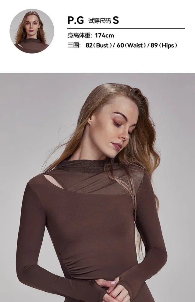 Alo Yoga Shirts Long-Sleeve Asymmetric Mesh Panel Top product detail image 12