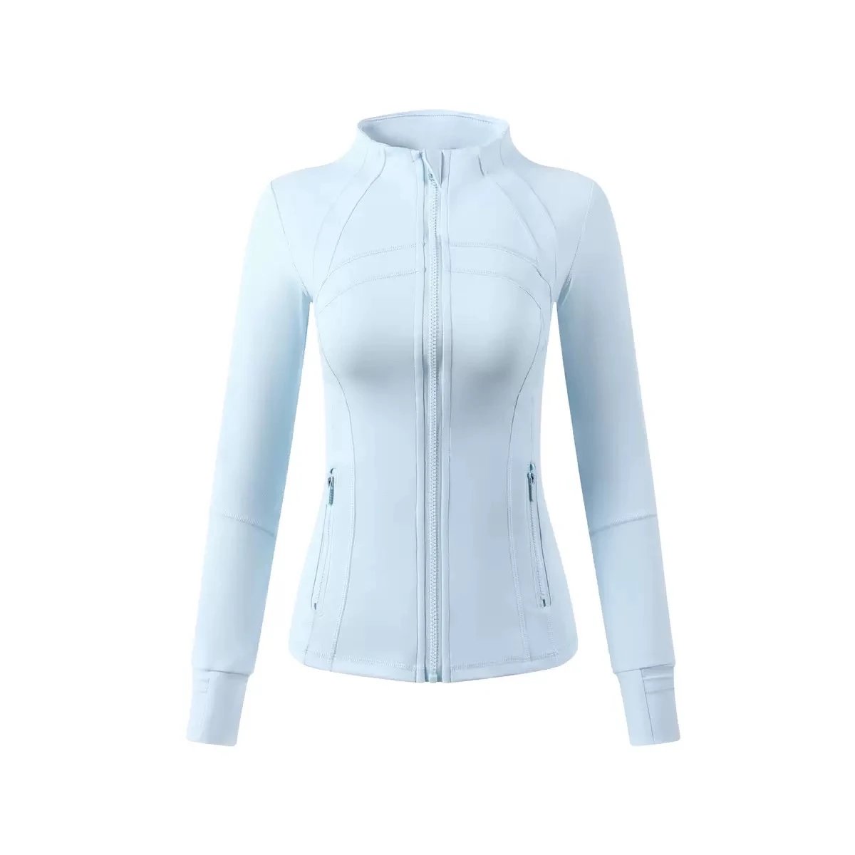 Unbranded Jackets Slim-Fit Stand-Collar Zip-Front Jacket with Thumbholes — Mustard Blue