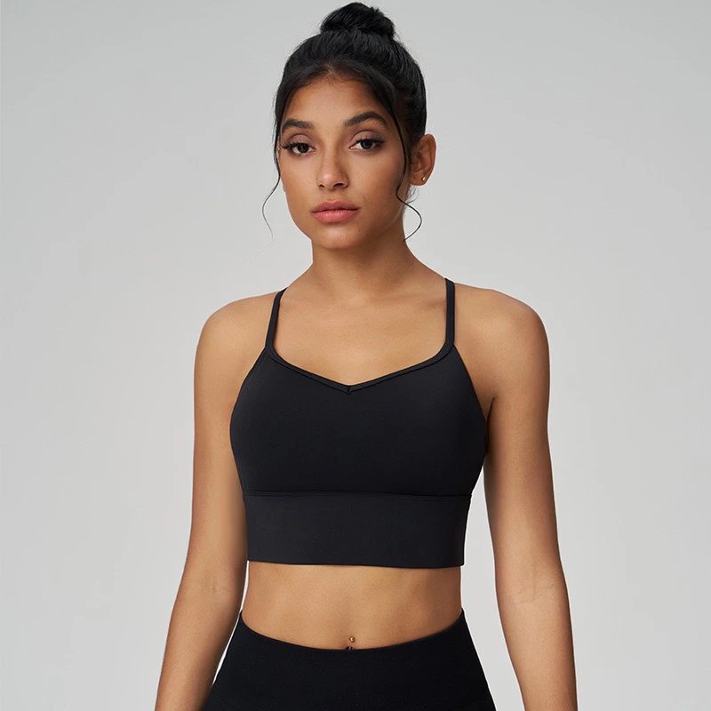 Alo Yoga V-Neck Sports Bra in Blush Pink Activewear - 6