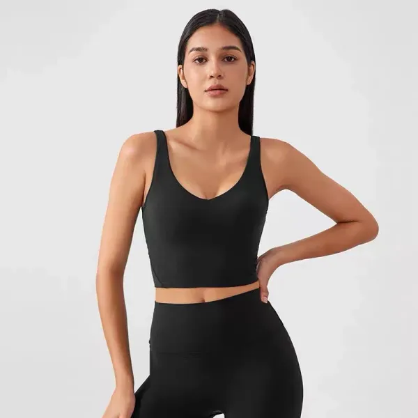 Design Cropped Sports Bra and High-Waisted Leggings Set Khaki Green Activewear - 50