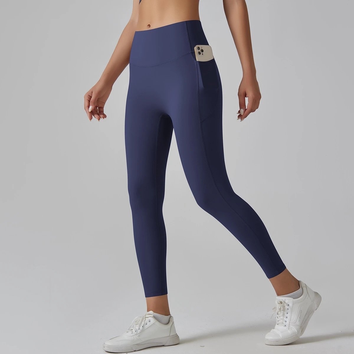 Alo Yoga Trousers High-Waisted Side-Pocket Leggings — {Pocket Pants} Dark Blue