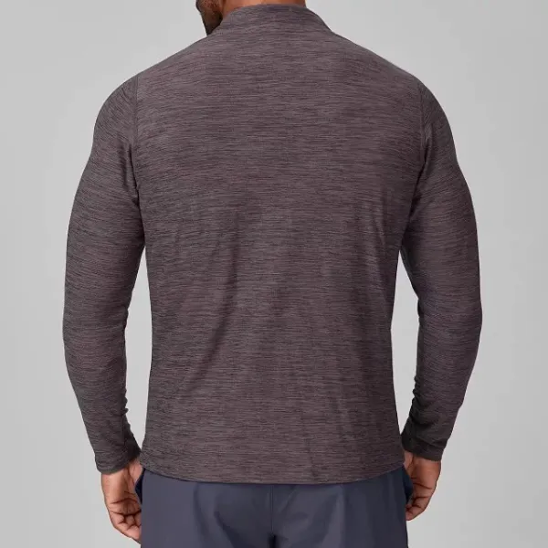 Alo Performance Half-Zip Base Layer Charcoal Heather Long-Sleeve Top - 14