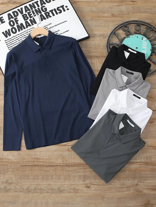 Unbranded T-Shirts Long-Sleeve Collared Polo Shirt product detail image 6