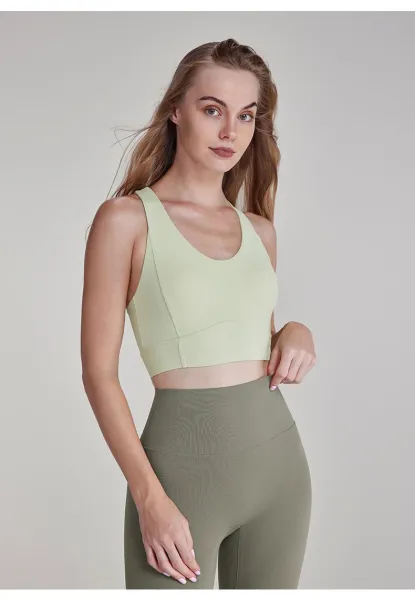 Design COLOUR Light Ivory Sports Bra with Back Cutout Activewear - 24