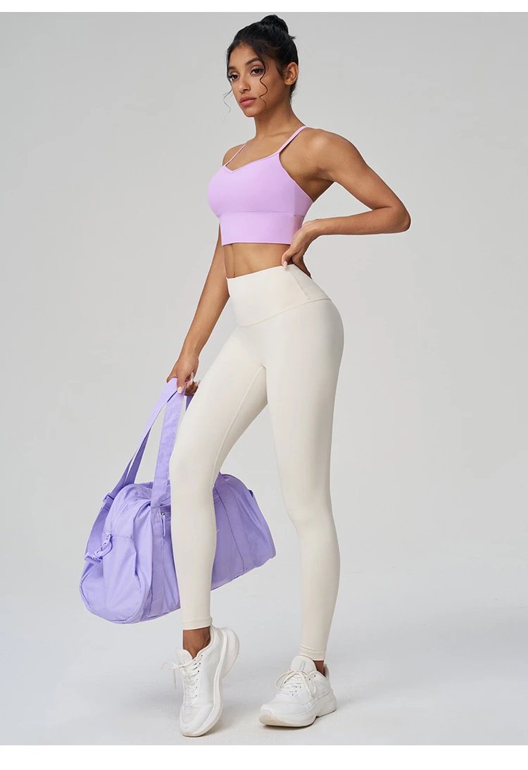Alo Yoga V-Neck Sports Bra in Blush Pink Activewear - 11