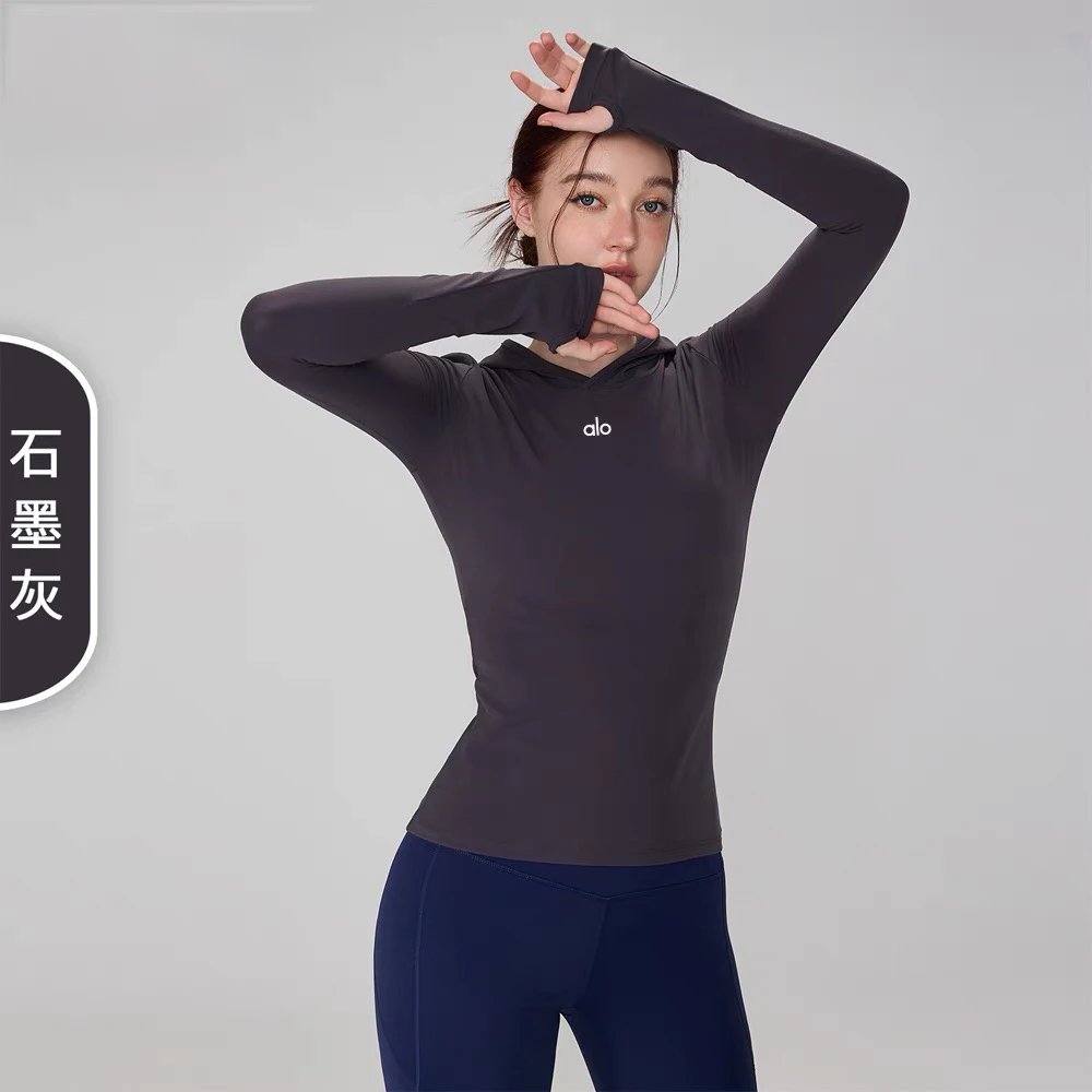 Alo Hoodies & Sweatshirts Fitted Long-Sleeve Hooded Athletic Top with Thumbholes image 6