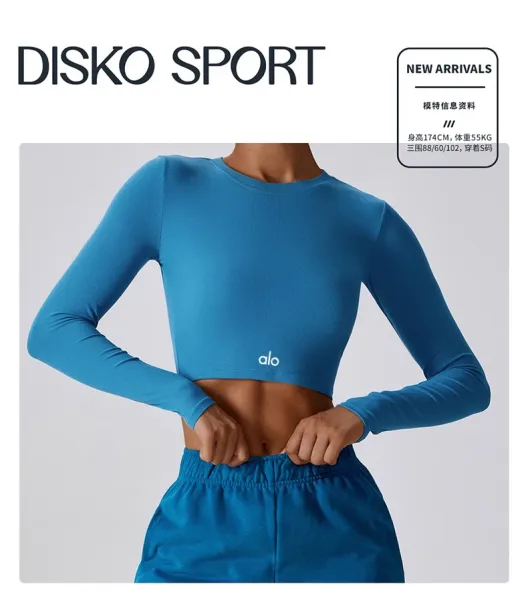 Alo Long Sleeve Ribbed Crop Top White Activewear - 10