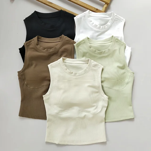Unbranded Vests Ribbed built-in bra tank top product detail image 10