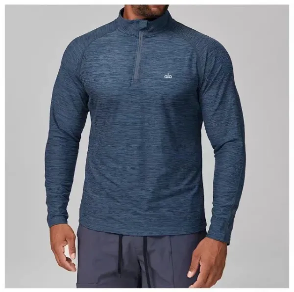Alo Performance Half-Zip Base Layer Charcoal Heather Long-Sleeve Top - 20