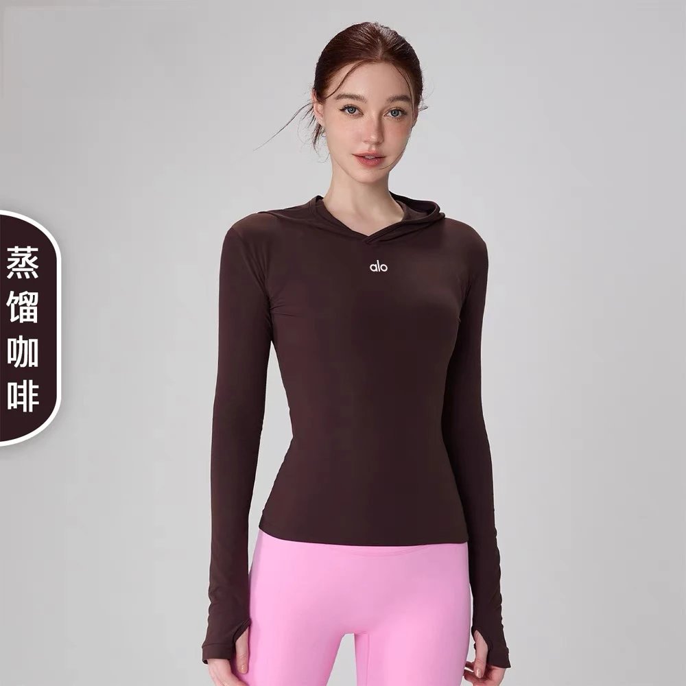 Alo Hoodies & Sweatshirts Fitted Long-Sleeve Hooded Athletic Top with Thumbholes image 4