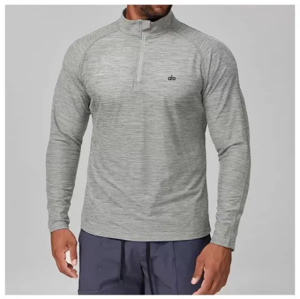 Alo Performance Half-Zip Base Layer Charcoal Heather Long-Sleeve Top - 22