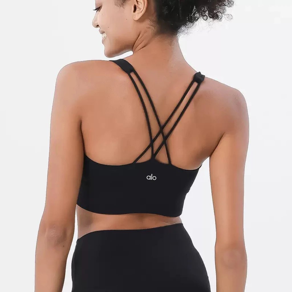 Alo Underwear Crisscross Back Sports Bra — Black