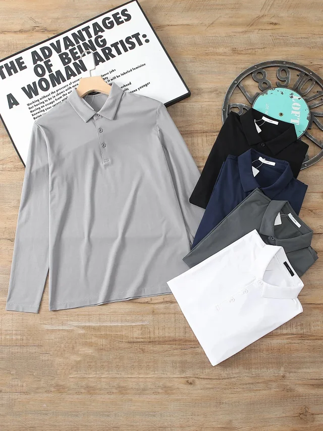 Unbranded T-Shirts Long-Sleeve Collared Polo Shirt product detail image 8