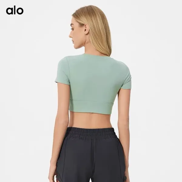 Alo Button-Front Crop Top White + Pleated Tennis Skirt Pink Activewear - 6