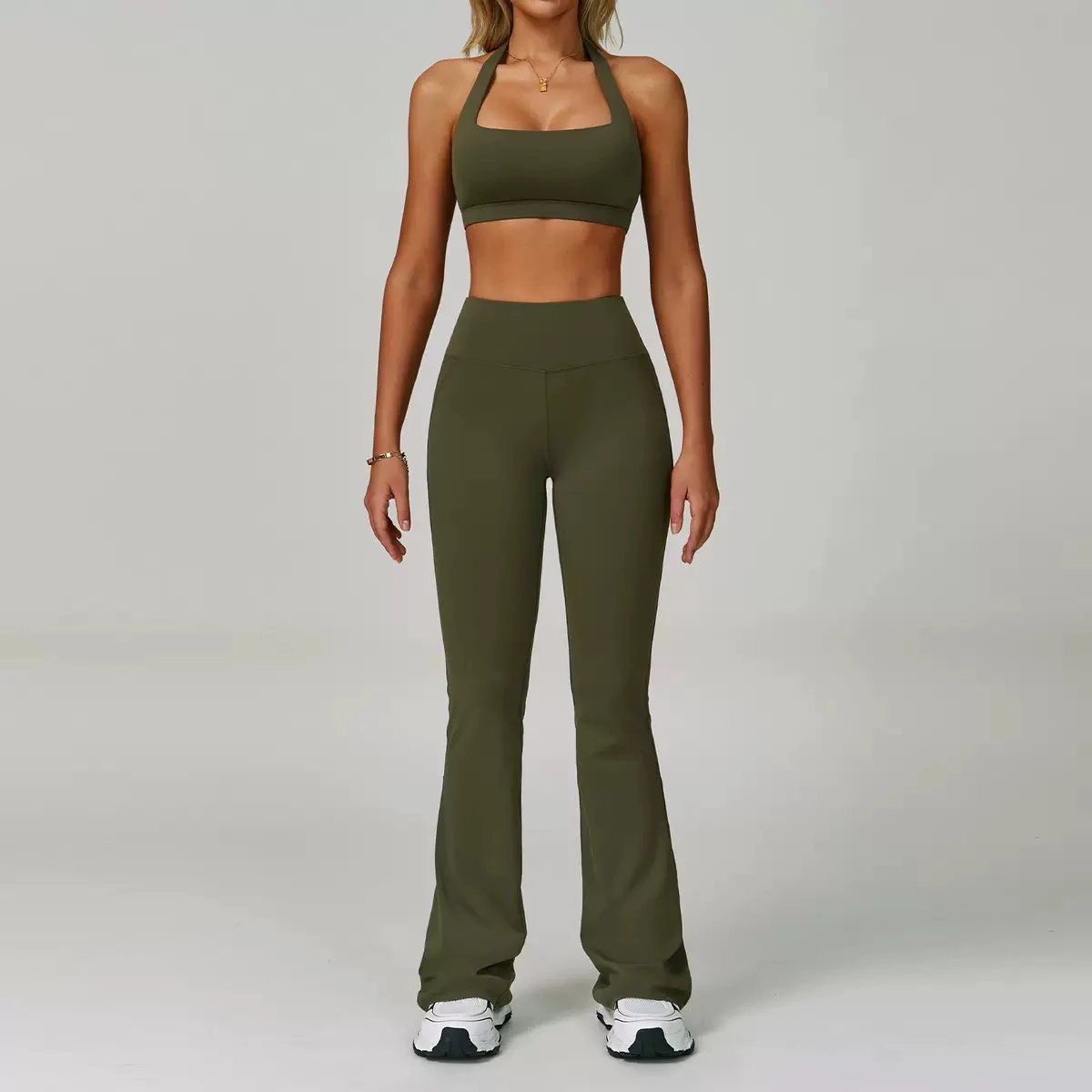 Alo Yoga High-Waisted Flare Leggings Navy Activewear Set - 19