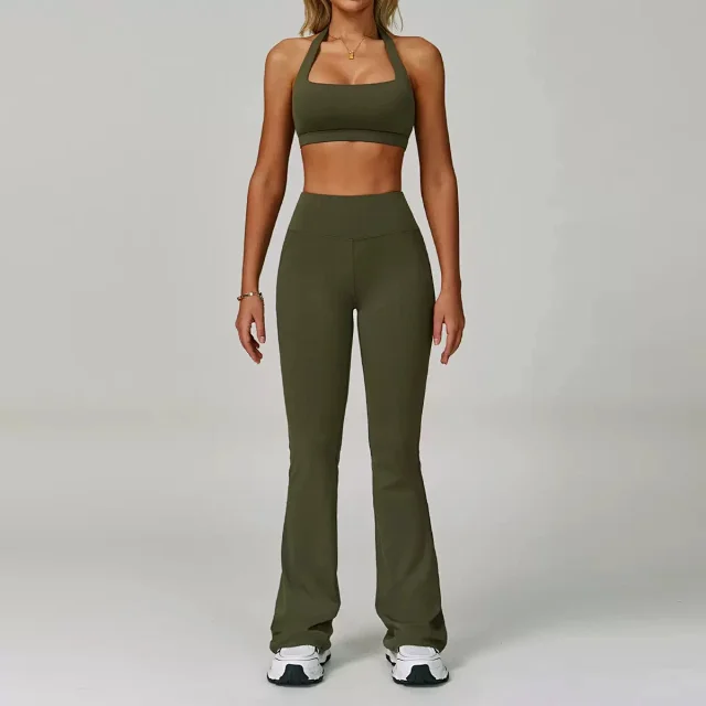Alo Yoga Matching Sets Halter sports bra and high-waisted bottoms set product detail image 18