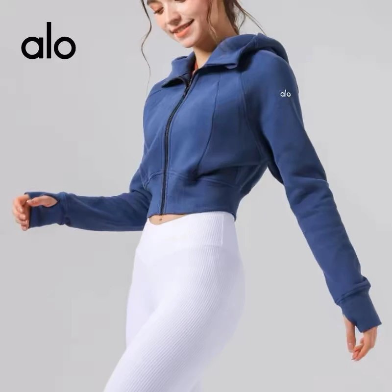 Alo Cropped Zip-Up Hoodie [6 s