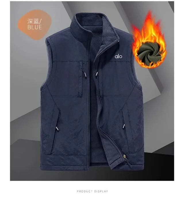 Alo Vests Reversible fleece-lined zip vest with stand collar and multiple pockets product detail image 16