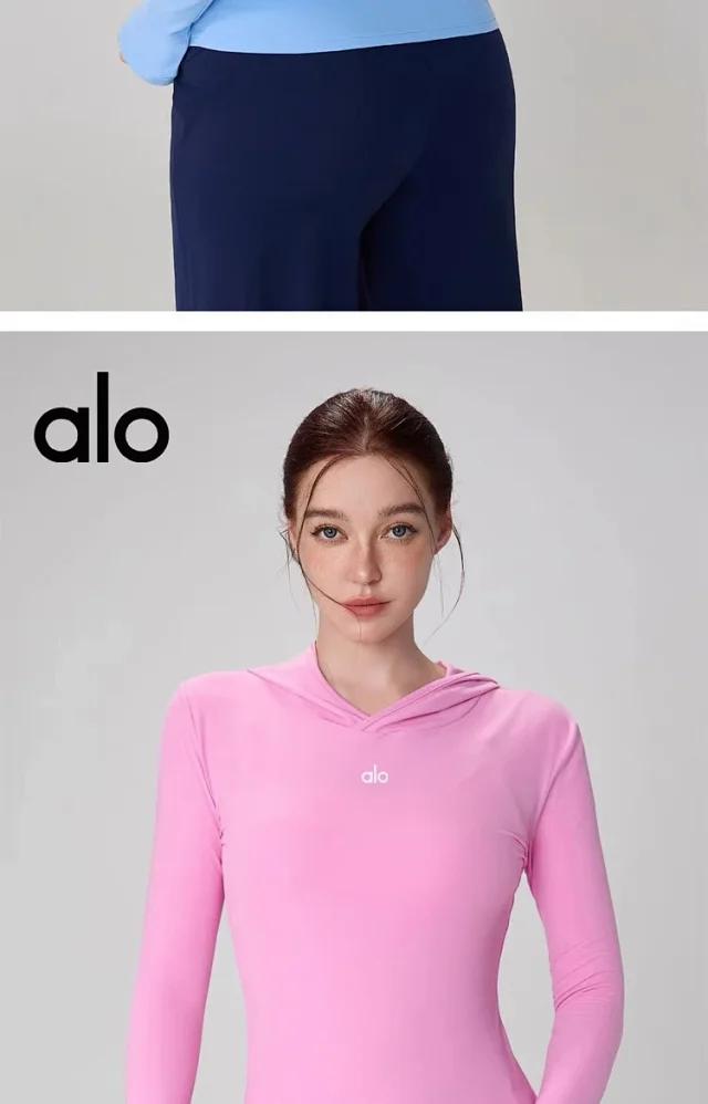 Alo Hoodies & Sweatshirts Fitted Long-Sleeve Hooded Athletic Top with Thumbholes product detail image 34