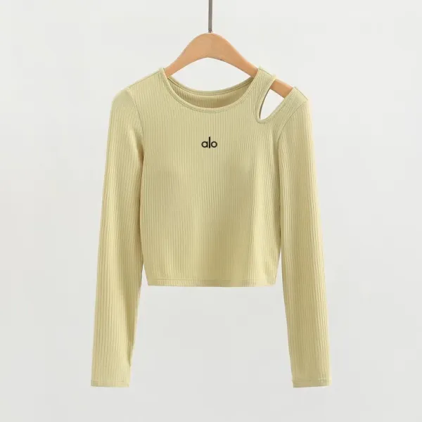 Alo Cut-Out Ribbed Cropped Long-Sleeve Top Black - 29