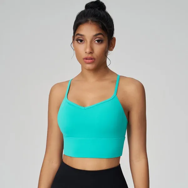 Alo Yoga V-Neck Sports Bra in Blush Pink Activewear - 3