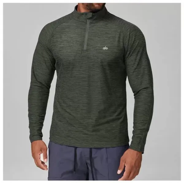 Alo Performance Half-Zip Base Layer Charcoal Heather Long-Sleeve Top - 18
