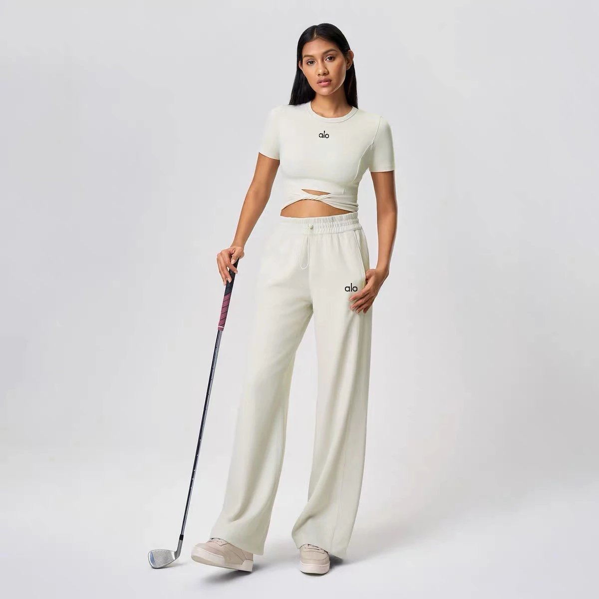 Alo Trousers Ribbed drawstring wide-leg image 2