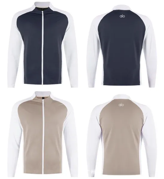 Design Color-Block Zip-Up Jacket Beige and White Outerwear - 14