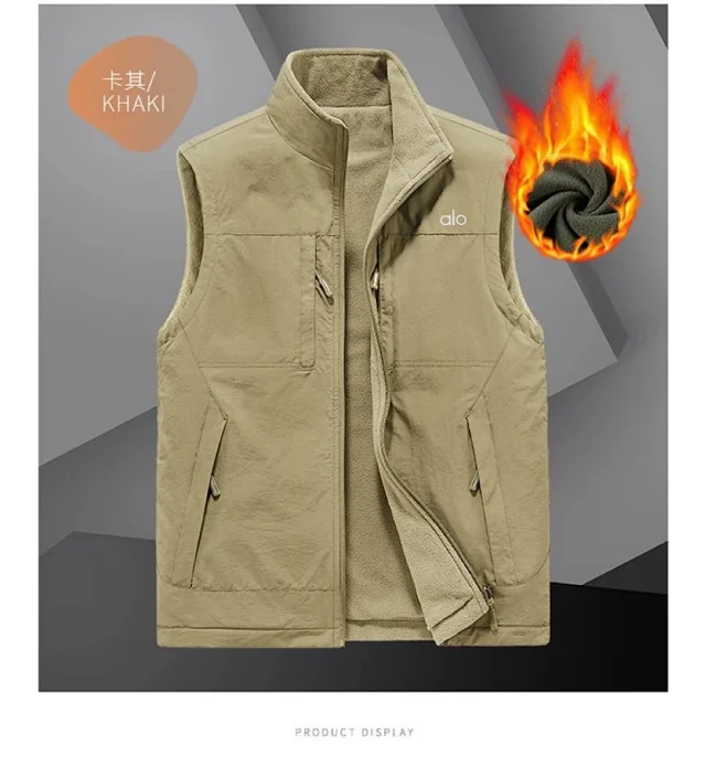 Alo Vests Reversible fleece-lined zip vest with stand collar and multiple pockets product detail image 17
