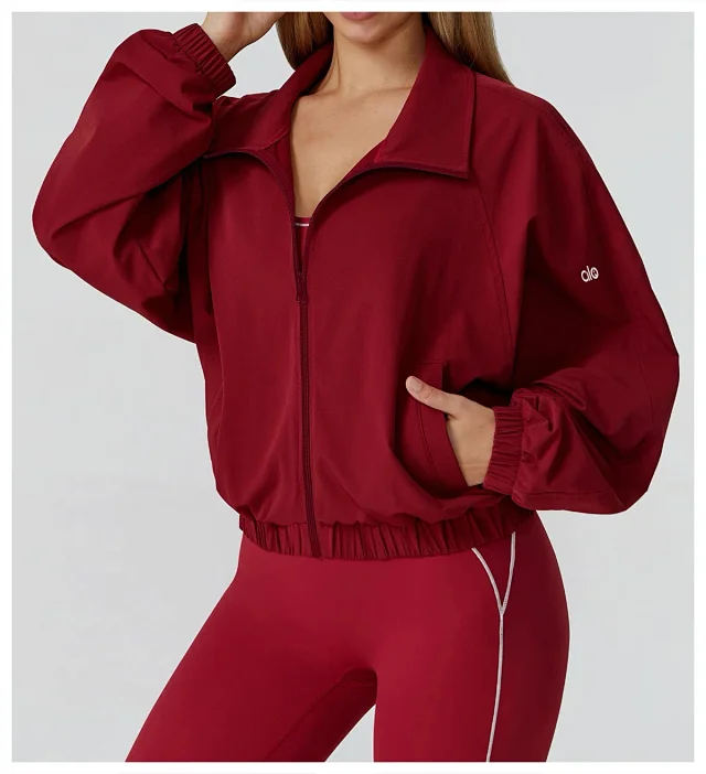 Alo Yoga Jackets Cropped Zip-Up Jacket with Stand Collar product detail image 44