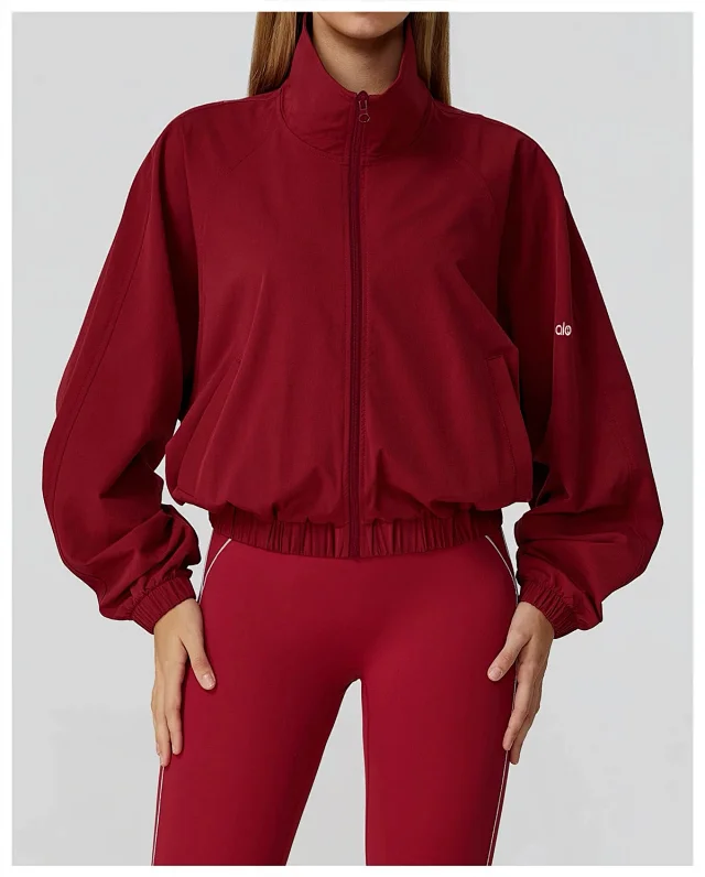 Alo Yoga Jackets Cropped Zip-Up Jacket with Stand Collar product detail image 45