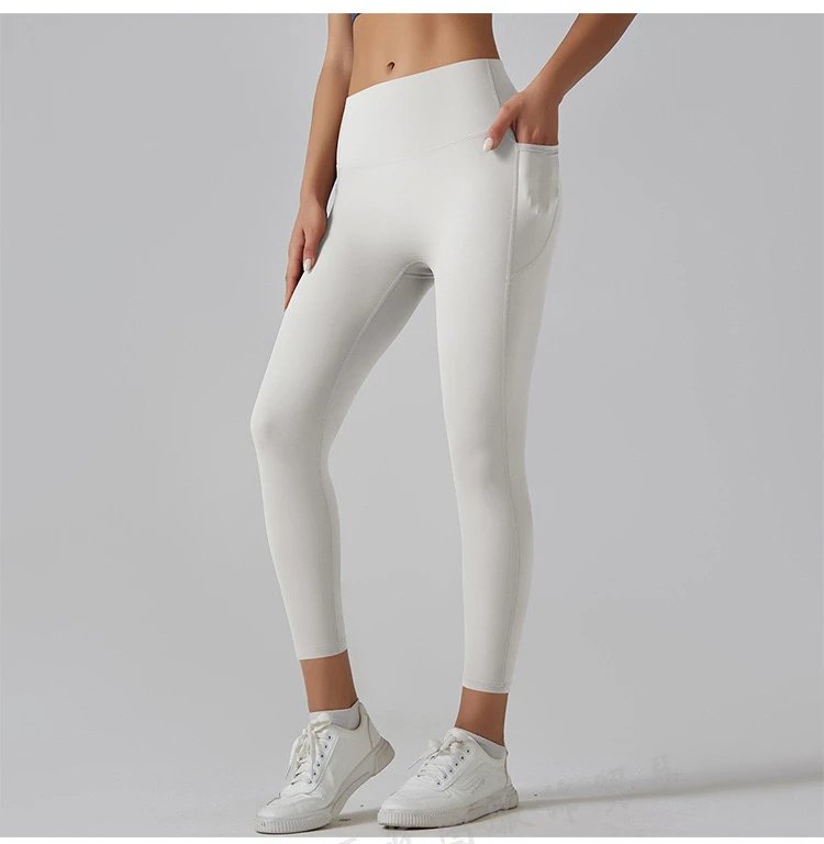Design High-Waisted Pocket Leggings Pink Activewear - 26
