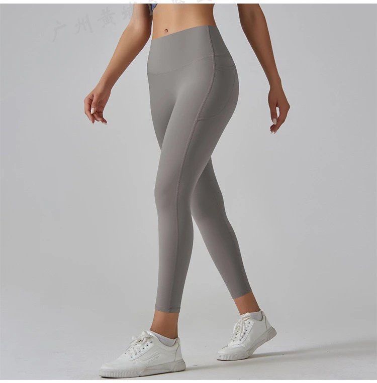 Design High-Waisted Pocket Leggings Pink Activewear - 31