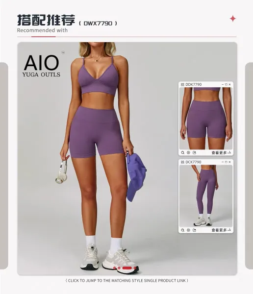 Design AIO Yoga Outls V-Neck Sports Bra Navy Blue Activewear - 13
