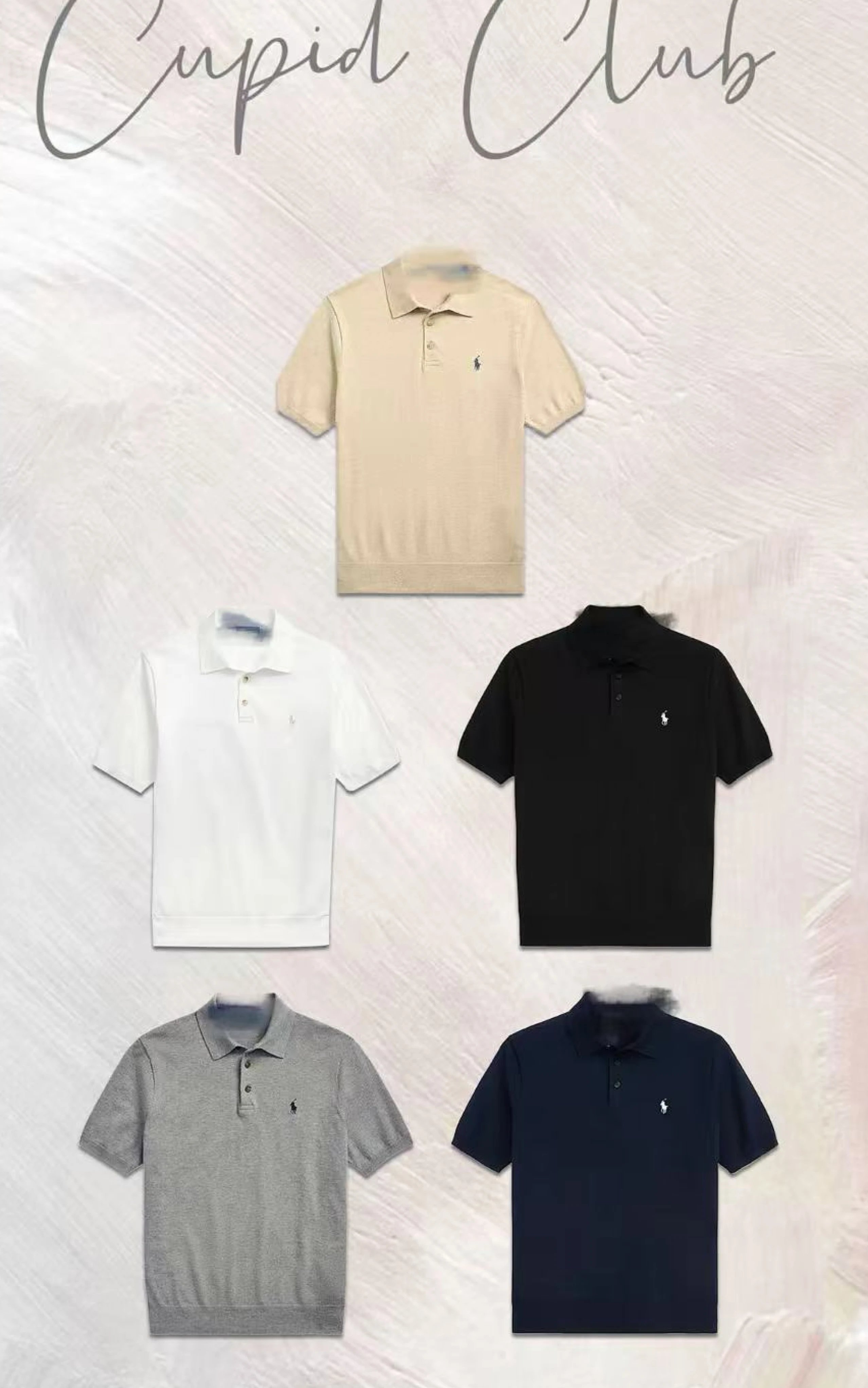 Cupid 26ss In Stock Small Horse Multi-color Knit Polo/Combed Cotton Material/Old Money Style