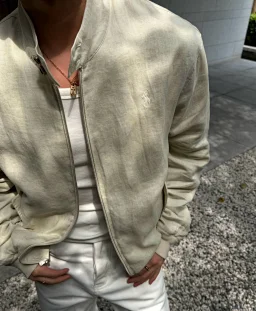 thumbnail for 9.26 In Stock Cupid26 Autumn/Winter Pony Linen Harrington 100% European Linen Skin-friendly delicate classic fit