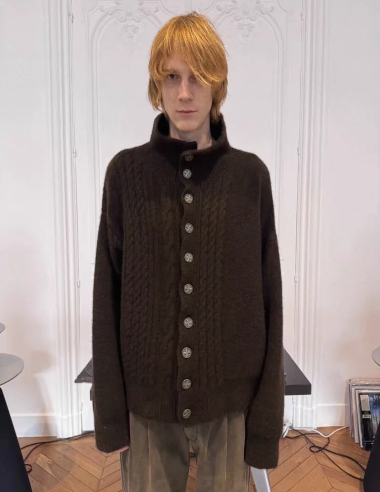(Super Deal) ERD25fw Brown Wool High-Collared Sweater - 100% Wool, In Stock Now