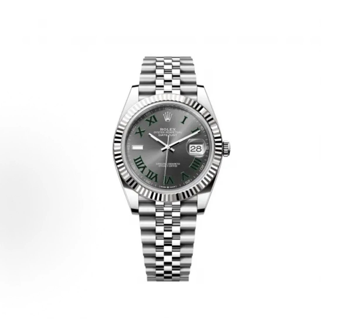 Rolex Datejust Watch - Slate Grey Dial with Green Roman Numerals-009626