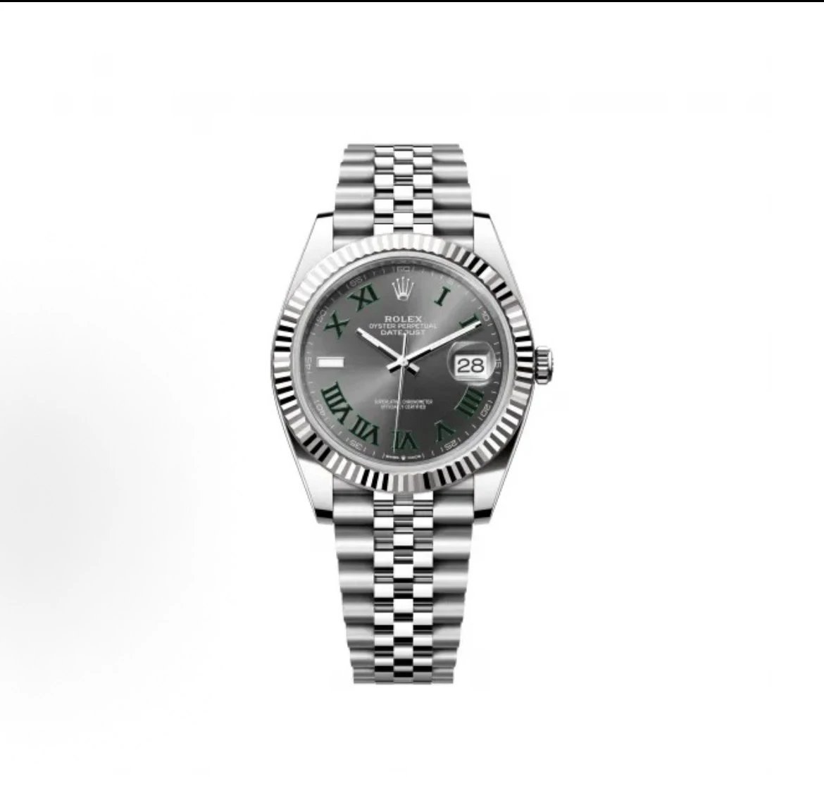 Rolex Datejust Watch - Slate Grey Dial with Green Roman Numerals-010310
