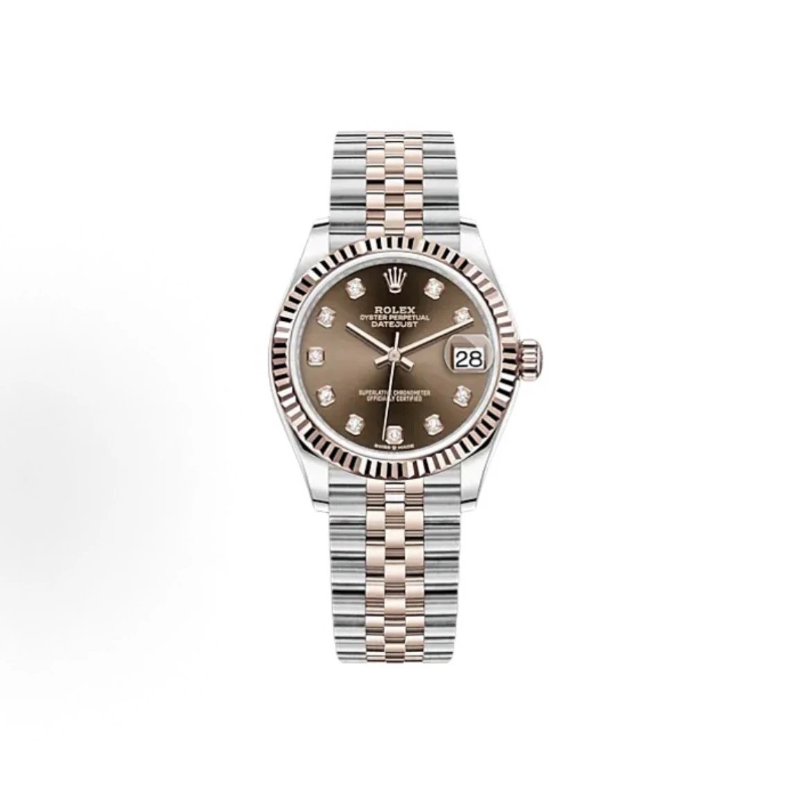 Rolex Datejust Watch - Chocolate Dial with Diamond Hour Markers-010628