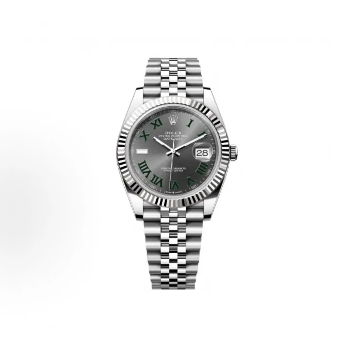 Rolex Datejust Watch - Slate Grey Dial with Green Roman Numerals-010604